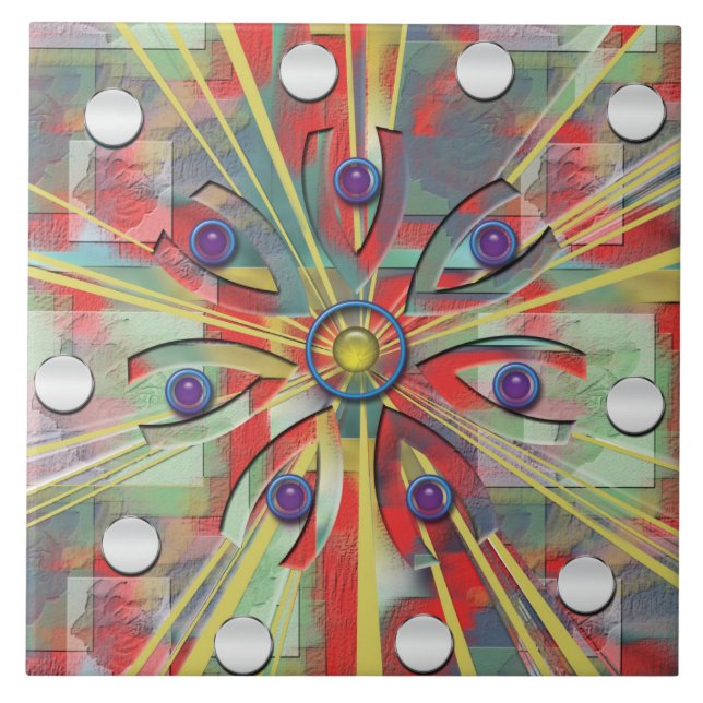 Abstract Flower Ceramic Tile (Front)