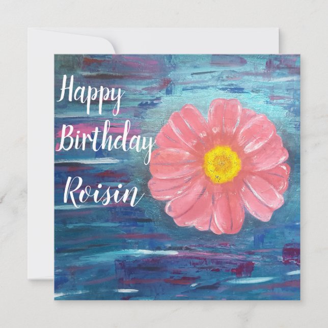 Abstract Flower Cute Personalized  Birthday Card (Front)