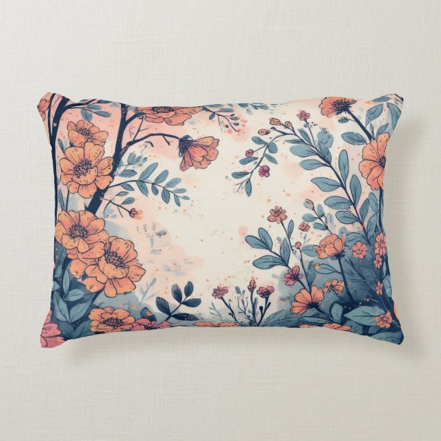 Abstract Flower Designed Accent Pillow (Front)