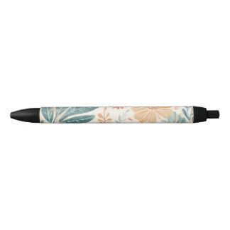 Abstract Flower Designed   Black Ink Pen