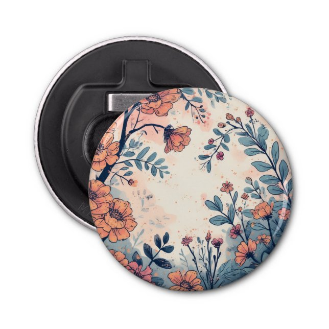 Abstract Flower Designed Button Bottle Opener (Front)