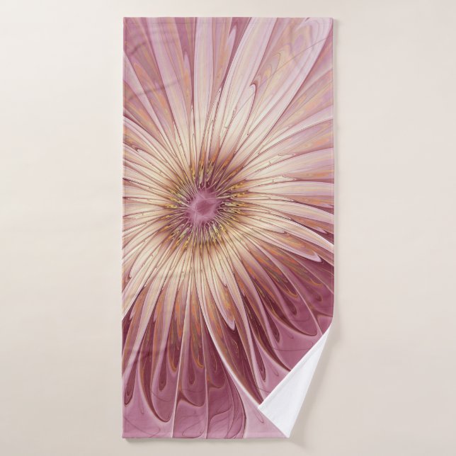 Abstract Flower Fractal Art & Shades of Burgundy Bath Towel (Bath Towel)