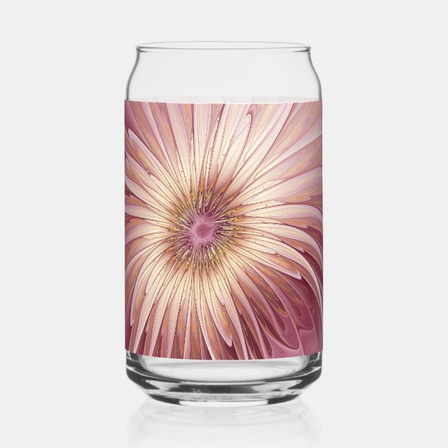 Abstract Flower Fractal Art & Shades of Burgundy Can Glass (Front)