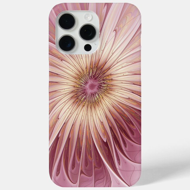 Abstract Flower Fractal Art & Shades of Burgundy Case-Mate iPhone Case (Back)