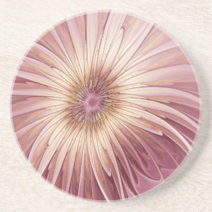 Abstract Flower Fractal Art & Shades of Burgundy Coaster