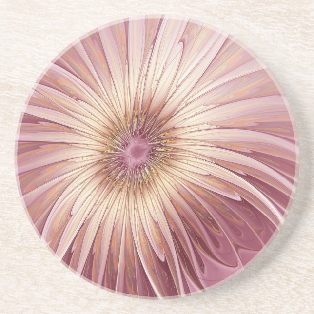 Abstract Flower Fractal Art & Shades of Burgundy Coaster (Front)