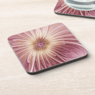 Abstract Flower Fractal Art & Shades of Burgundy Coaster