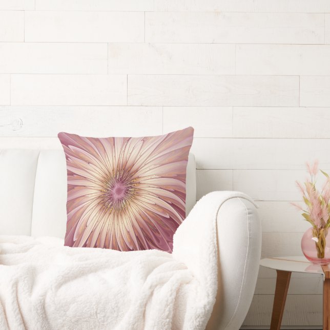 Abstract Flower Fractal Art & Shades of Burgundy Cushion (Couch)