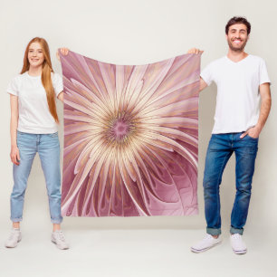 Abstract Flower Fractal Art & Shades of Burgundy Fleece Blanket