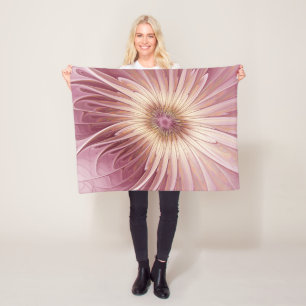 Abstract Flower Fractal Art & Shades of Burgundy Fleece Blanket