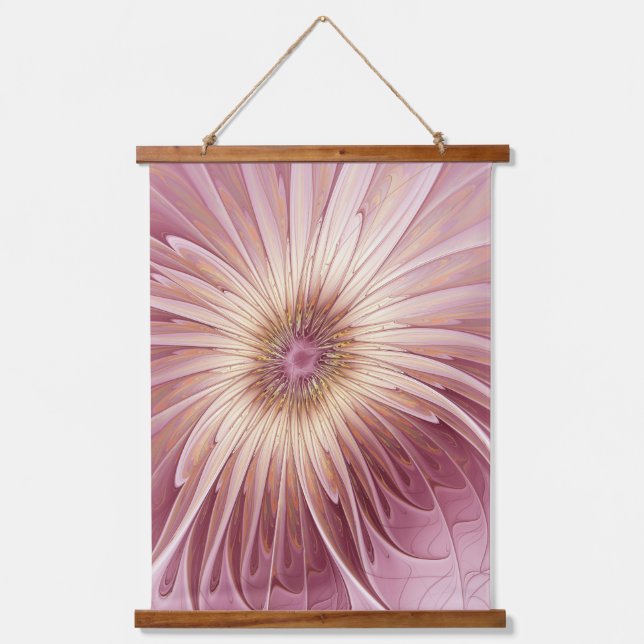 Abstract Flower Fractal Art & Shades of Burgundy Hanging Tapestry (Front)