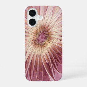 Abstract Flower Fractal Art & Shades of Burgundy iPhone 16 Case