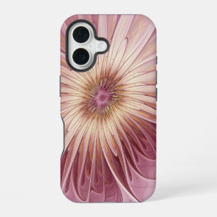 Abstract Flower Fractal Art & Shades of Burgundy iPhone 16 Case