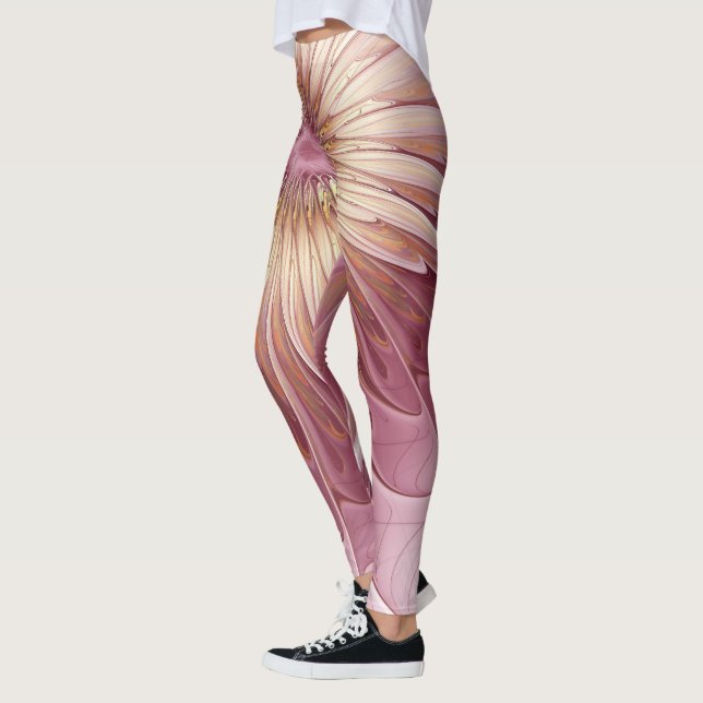 Abstract Flower Fractal Art & Shades of Burgundy Leggings (Left)
