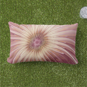 Abstract Flower Fractal Art & Shades of Burgundy Lumbar Cushion