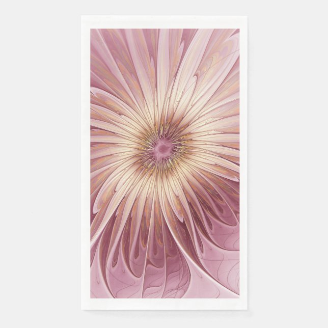 Abstract Flower Fractal Art & Shades of Burgundy Napkin (Front)