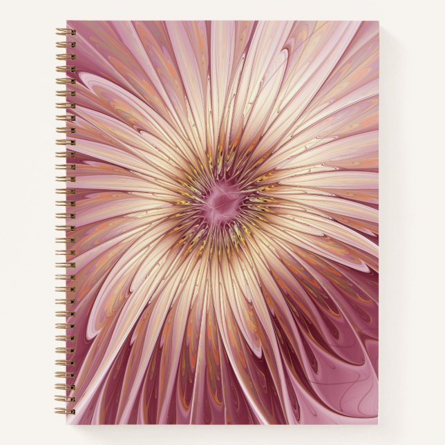 Abstract Flower Fractal Art & Shades of Burgundy Notebook (Front)