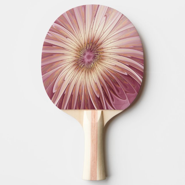 Abstract Flower Fractal Art & Shades of Burgundy Ping Pong Paddle (Front)