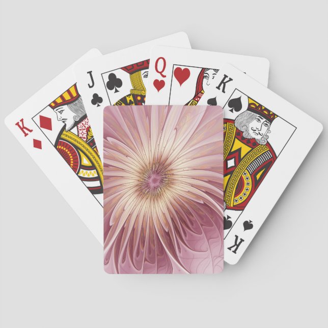 Abstract Flower Fractal Art & Shades of Burgundy Playing Cards (Back)