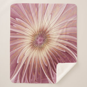 Abstract Flower Fractal Art & Shades of Burgundy Sherpa Blanket