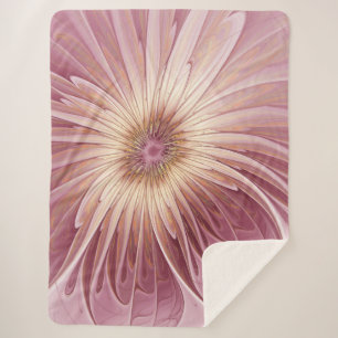 Abstract Flower Fractal Art & Shades of Burgundy Sherpa Blanket