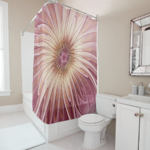 Abstract Flower Fractal Art & Shades of Burgundy Shower Curtain