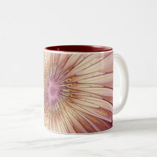Abstract Flower Fractal Art & Shades of Burgundy Two-Tone Coffee Mug