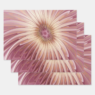 Abstract Flower Fractal Art & Shades of Burgundy Wrapping Paper Sheet