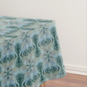 Abstract Flower Fractal Teal White Blue Grey Tablecloth