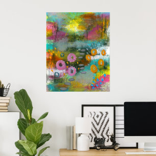 Abstract Flower Garden Floral Botanical Painting Poster