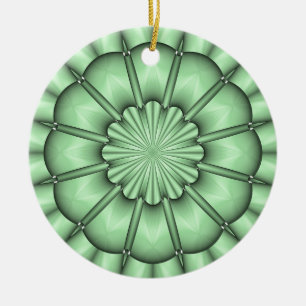 Abstract Flower in Pale Green Ceramic Tree Decoration