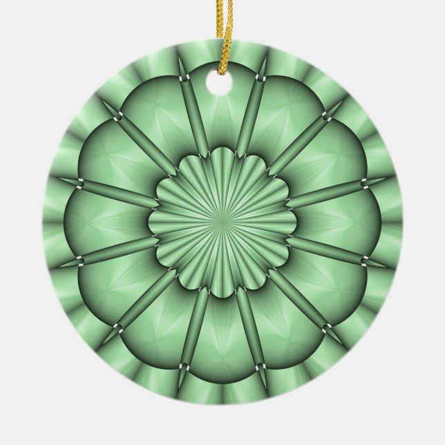 Abstract Flower in Pale Green Ceramic Tree Decoration (Front)