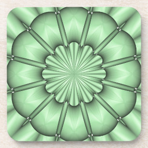 Abstract Flower in Pale Green Coaster