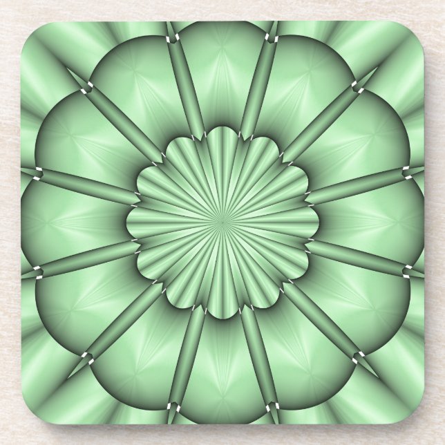 Abstract Flower in Pale Green Coaster (Front)
