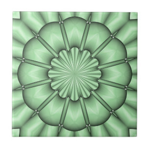 Abstract Flower in Pale Green Tile