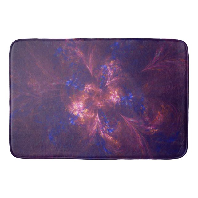 Abstract Flower Light Purple And Blue Patterns Mix Bath Mat (Front)