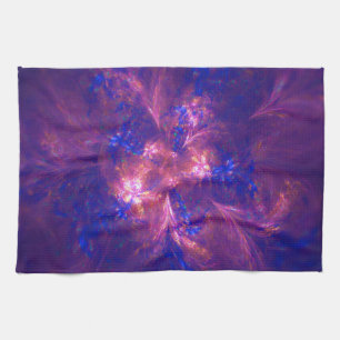 Abstract Flower Light Purple And Blue Patterns Mix Tea Towel