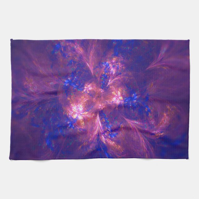 Abstract Flower Light Purple And Blue Patterns Mix Tea Towel (Horizontal)
