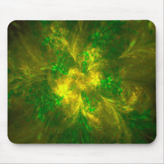 Abstract Flower Light Yellow And Green Patterns Mouse Pad