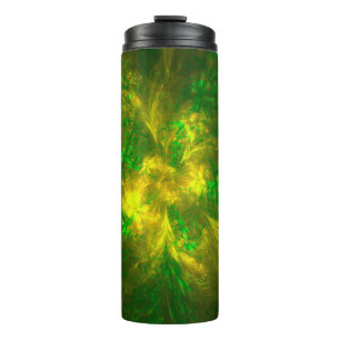 Abstract Flower Light Yellow And Green Patterns Thermal Tumbler