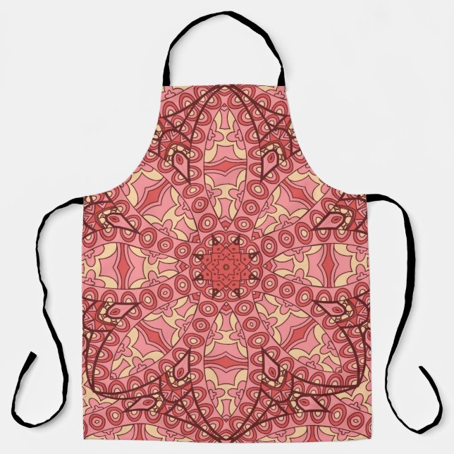 Abstract flower mandala ethnic seamless pattern apron (Front)