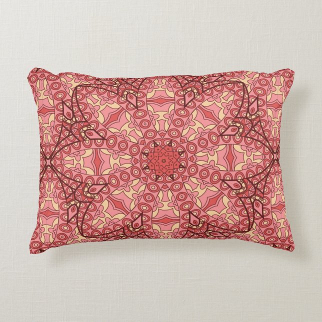 Abstract flower mandala ethnic seamless pattern decorative cushion (Front)
