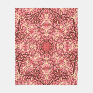 Abstract flower mandala ethnic seamless pattern fleece blanket