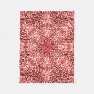 Abstract flower mandala ethnic seamless pattern fleece blanket