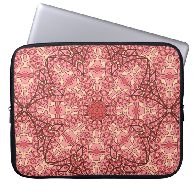 Abstract flower mandala ethnic seamless pattern laptop sleeve (Front)