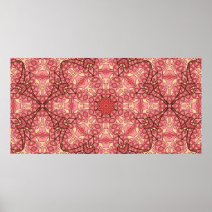 Abstract flower mandala ethnic seamless pattern poster