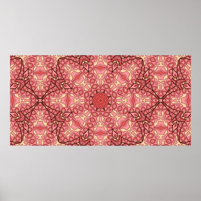 Abstract flower mandala ethnic seamless pattern poster (Front)