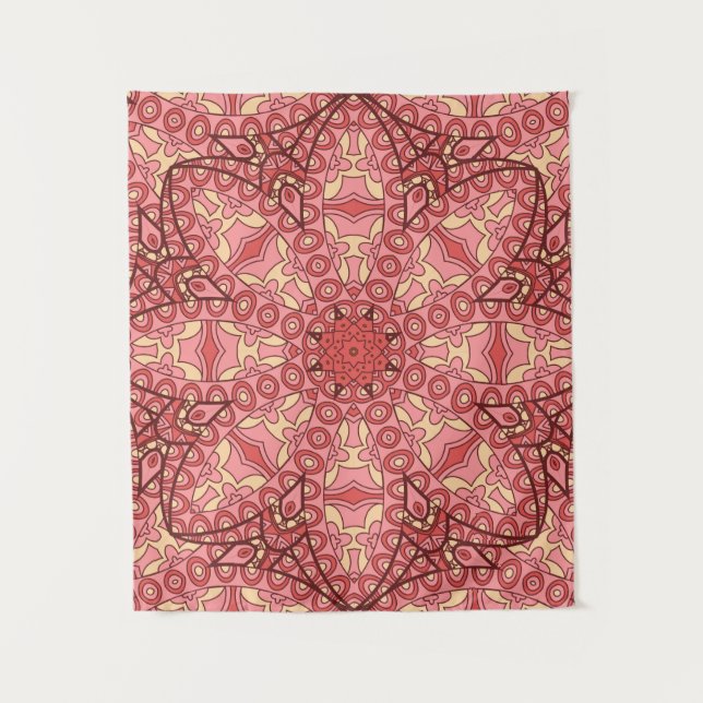 Abstract flower mandala ethnic seamless pattern tapestry (Front)