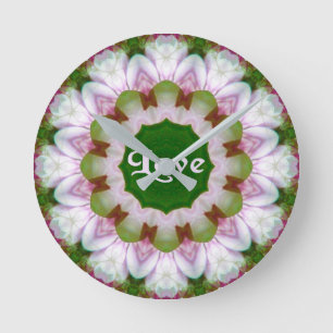  Abstract Flower Mandala with Love optional Text Round Clock
