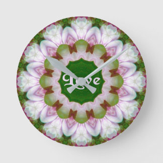 Abstract Flower Mandala with Love optional Text Round Clock